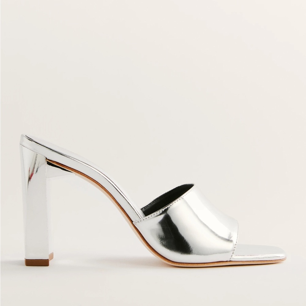 Reformation Georgi Block Heel Metallic Silver size 7